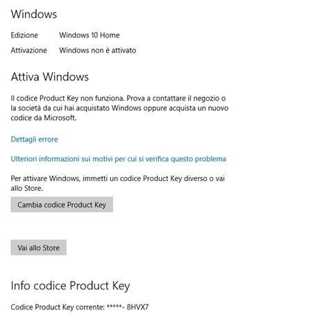 Problema di attivazione windows 2012 key trial version